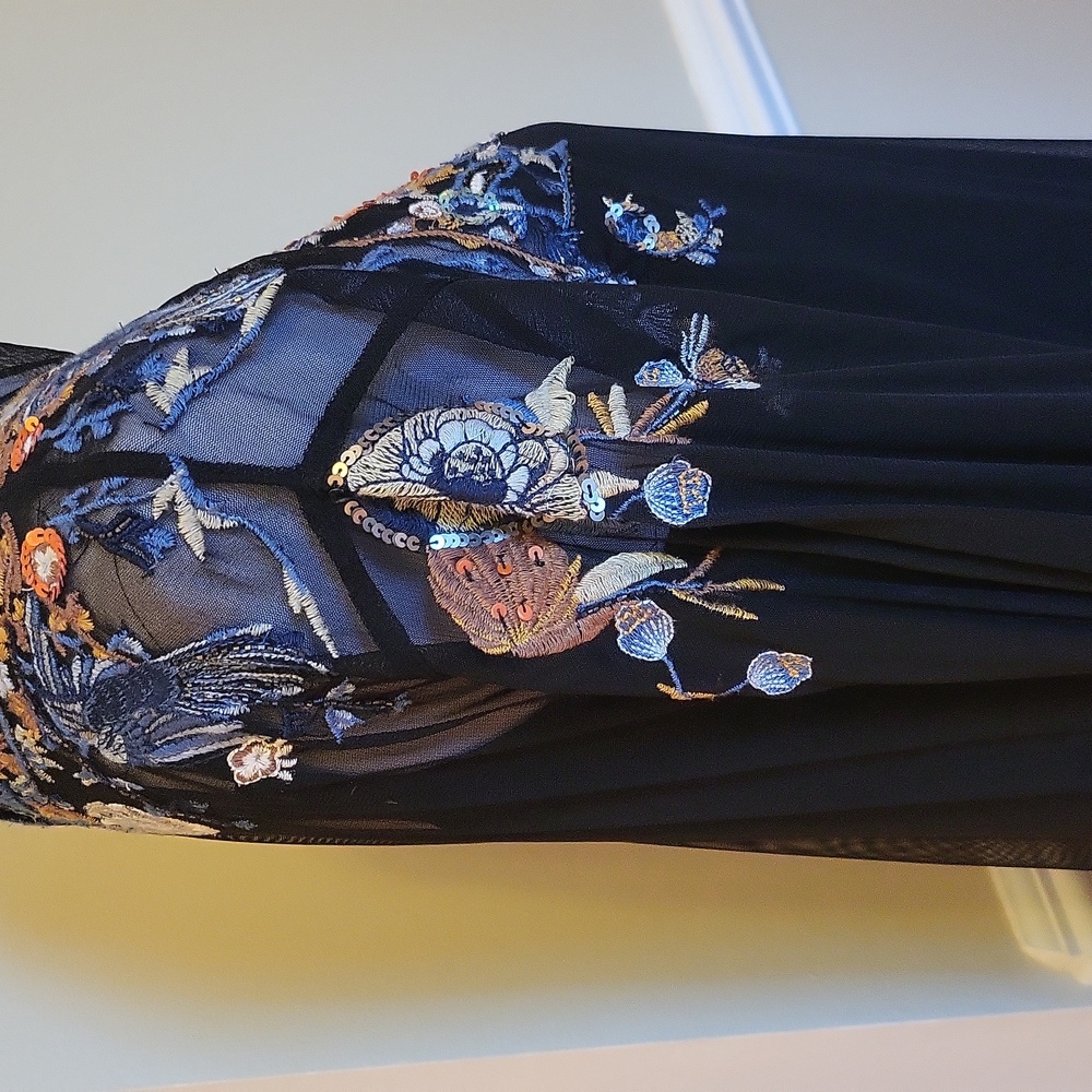 Free People Black Floral Embroidered Midi Dress - Picture 9 of 16